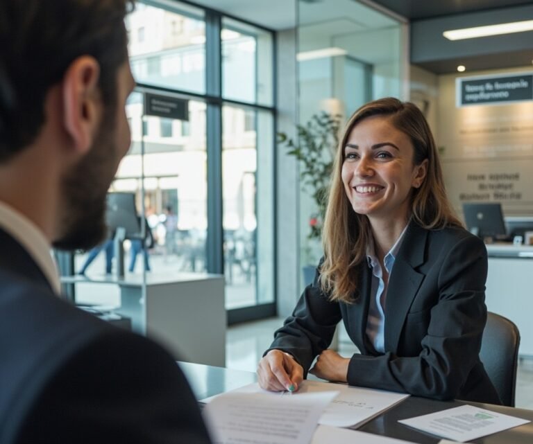 Budapest Banking Simplified: How Foreigners Can Open Account smailing bank officer