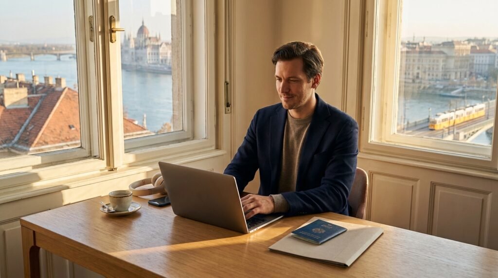 remote professional working in budapest