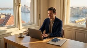 remote professional working in budapest
